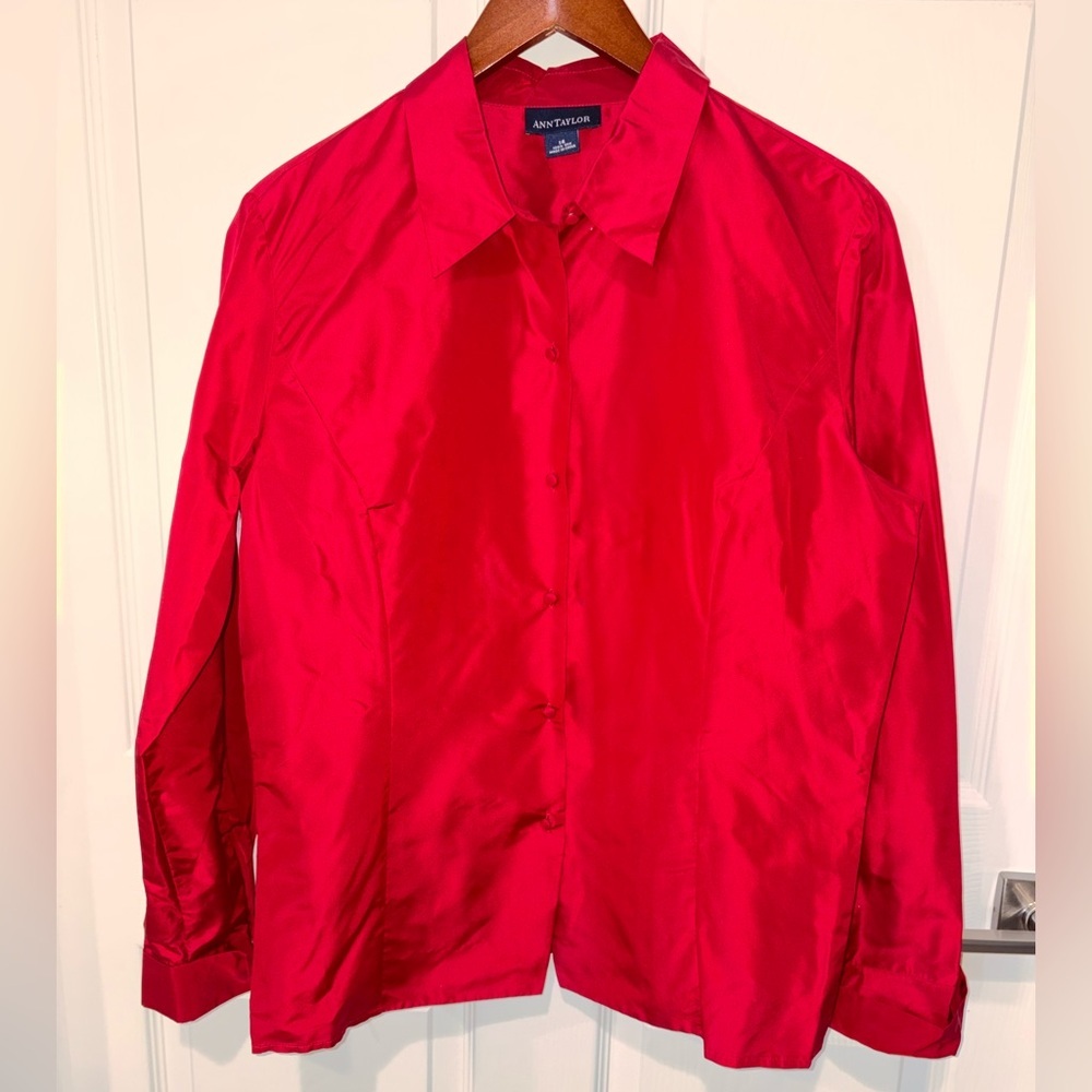 Silk Ann Taylor Red Blouse size 14